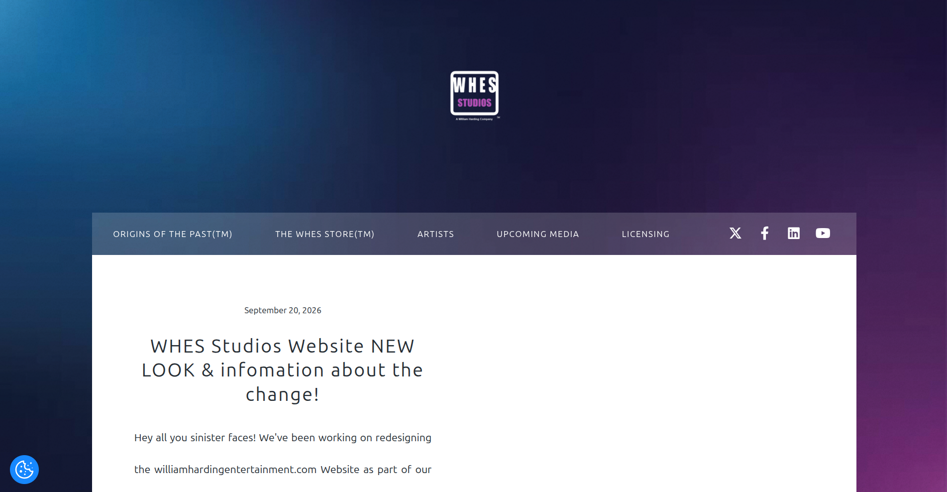 WHES Studios Website | Early HTML Screenshot